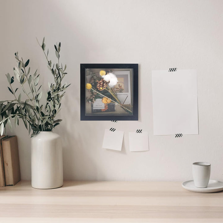 GraduatePro Bilderrahmen zum Befüllen Tief für Objekte Schwarz mit Glas Hochzeit 3D Box Deko Wand Od