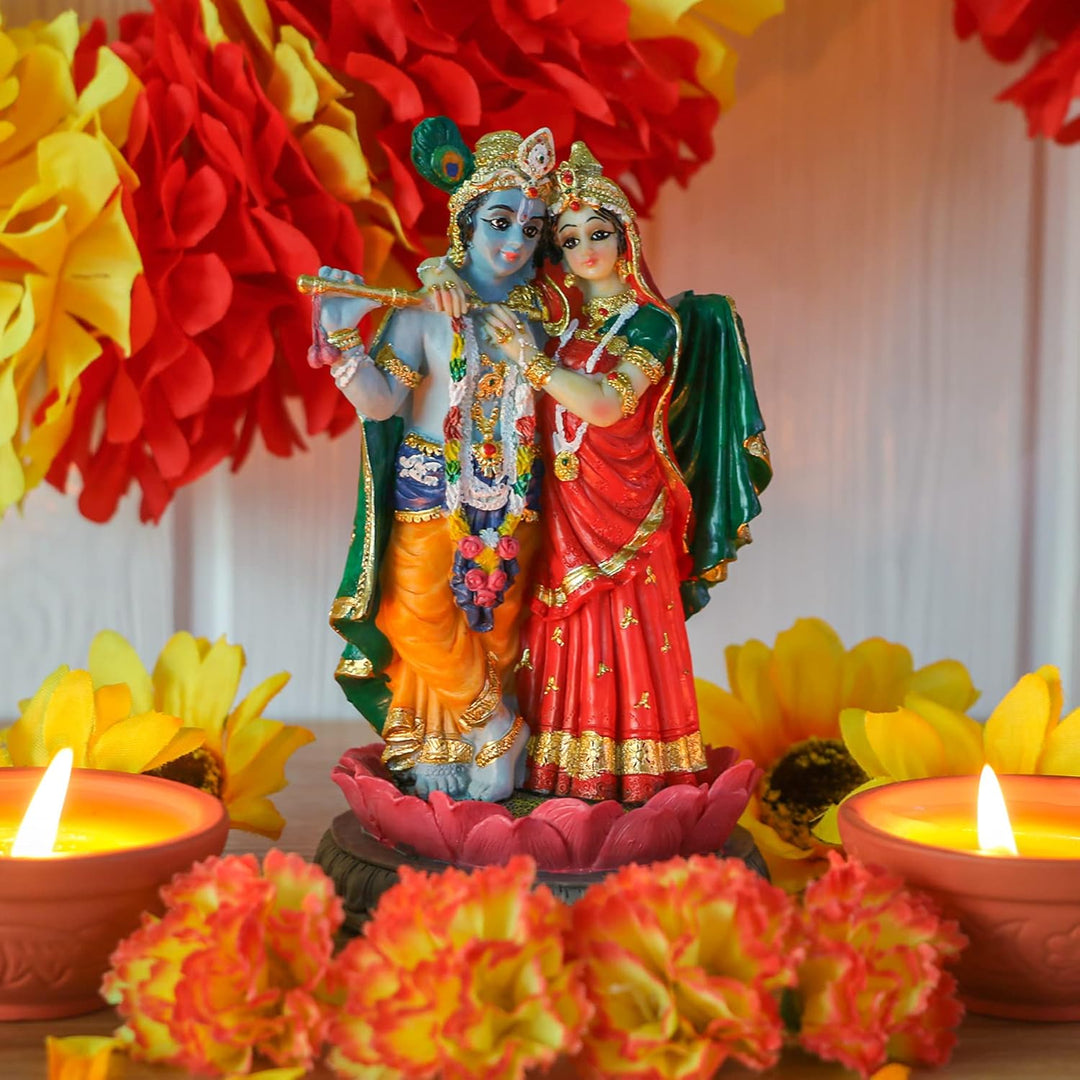alikiki Indische Statue Radha Krishna – 14 cm H hinduistische Göttin Radha und Gott Krishna Skulptur