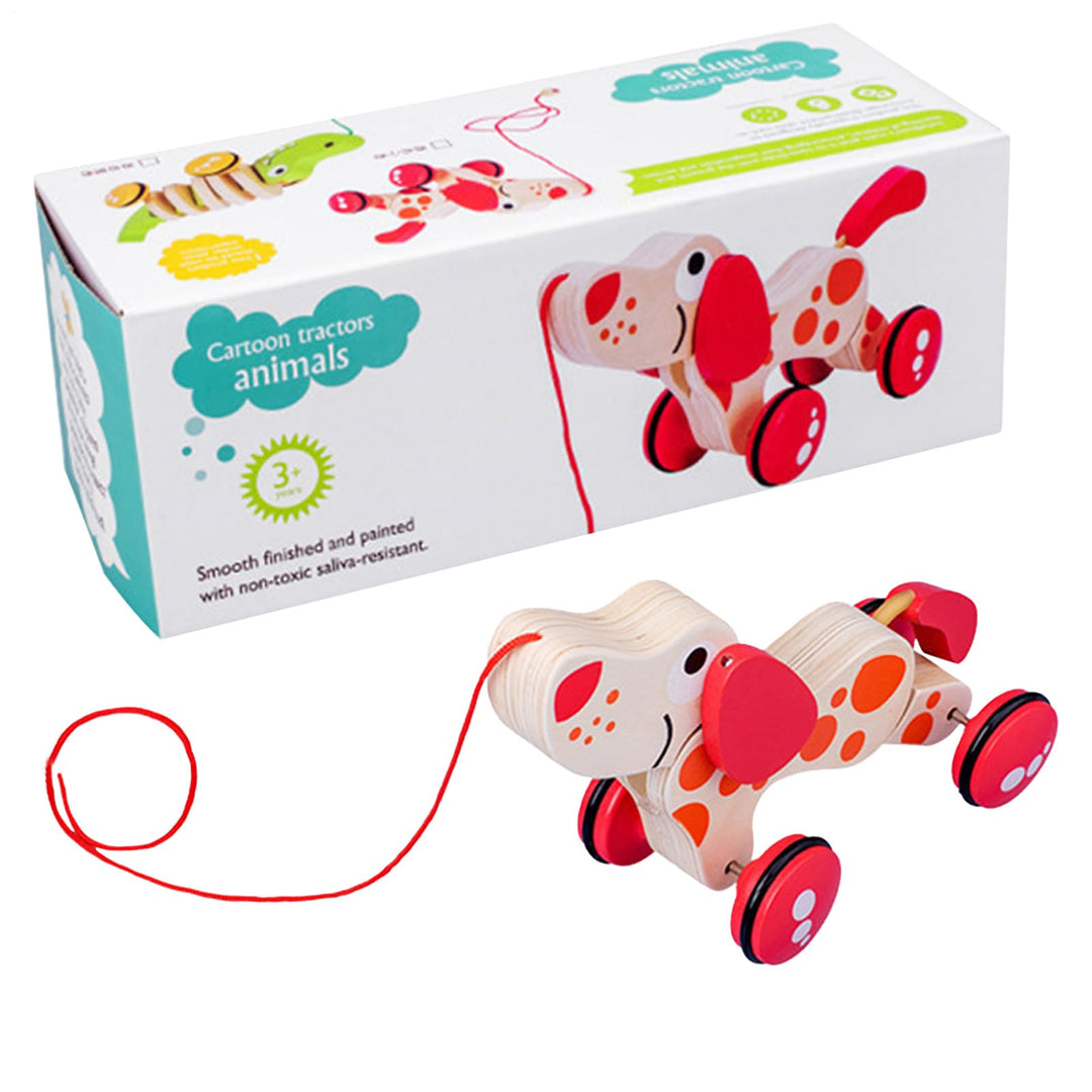 Wooden Pull Toys - Wood, 11.42x4.72x3.94in Puppy Pull-Along Toy | Walking Developmental String Toy,