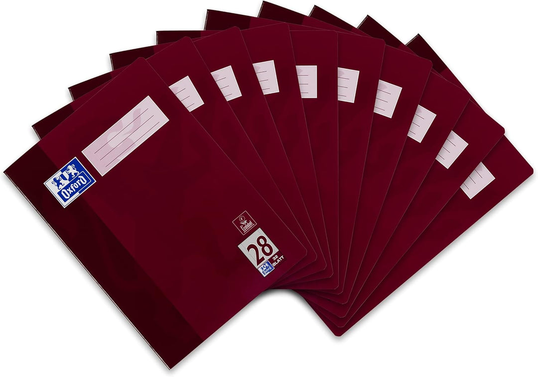 Oxford Schulheft A4, 32 Blatt, Lineatur 28, kariert , 10 Stück Single, Single