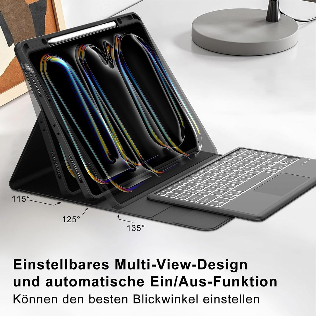 IVEOPPE Hülle mit Tastatur für iPad Pro 13" M5 2025/M4 2024 Con Touchpad, Deutsches QWERTZ Layout, M
