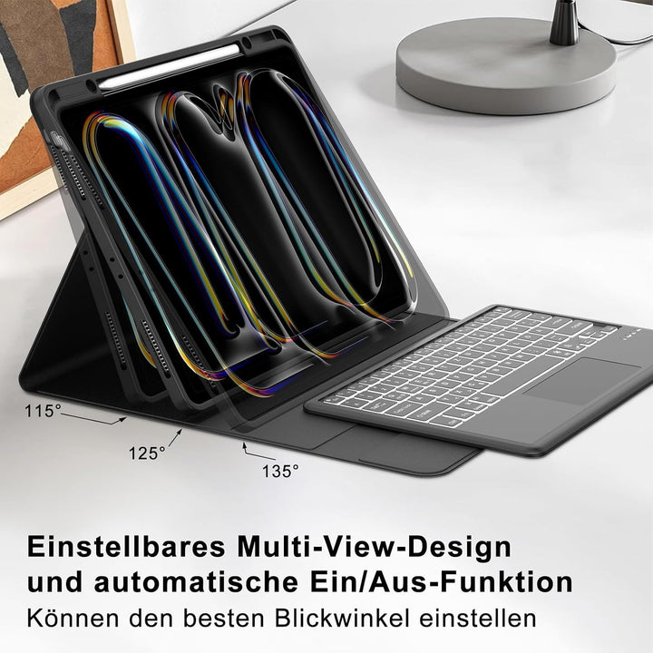 IVEOPPE Hülle mit Tastatur für iPad Pro 13" M5 2025/M4 2024 Con Touchpad, Deutsches QWERTZ Layout, M