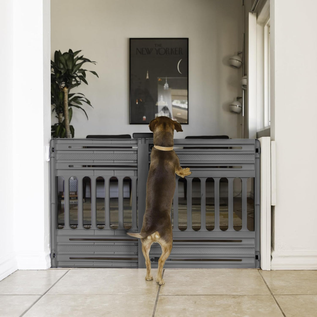 Iris Ohyama, Sicherheitsgitter, Kunststoff-Treppenabsperrung (PP) für Hunde, Katzen, B61 x T5 x H64