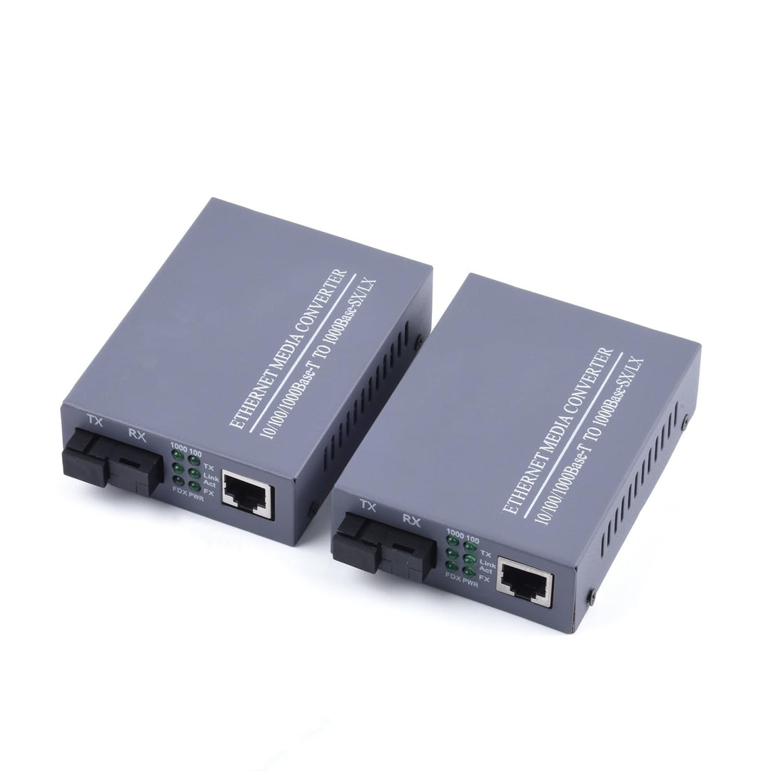 2 Stück 1.25 Gigabit Ethernet Medienkonverter Glasfaser Singlemode, SC Single Fibre Transceiver 10/1