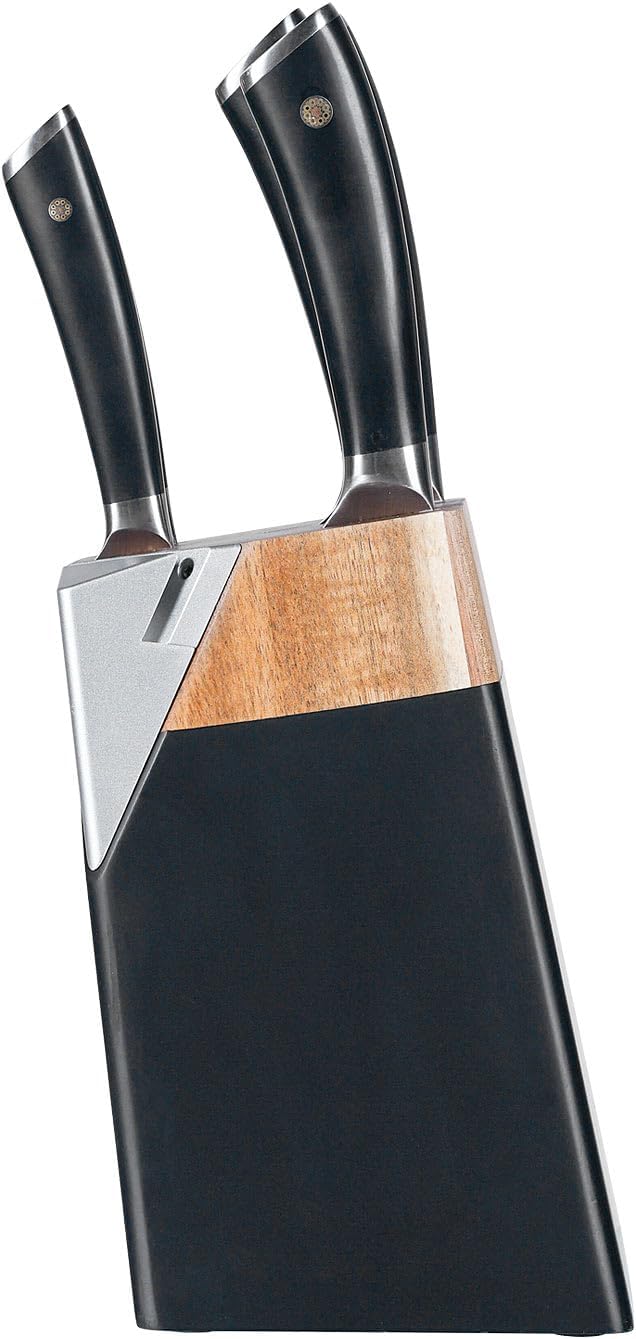 BEM 6-tlg. Küchenmesser Set aus Edelstahl Messerset mit Messerblock inkl. Chefkochmesser, Aufschnitt
