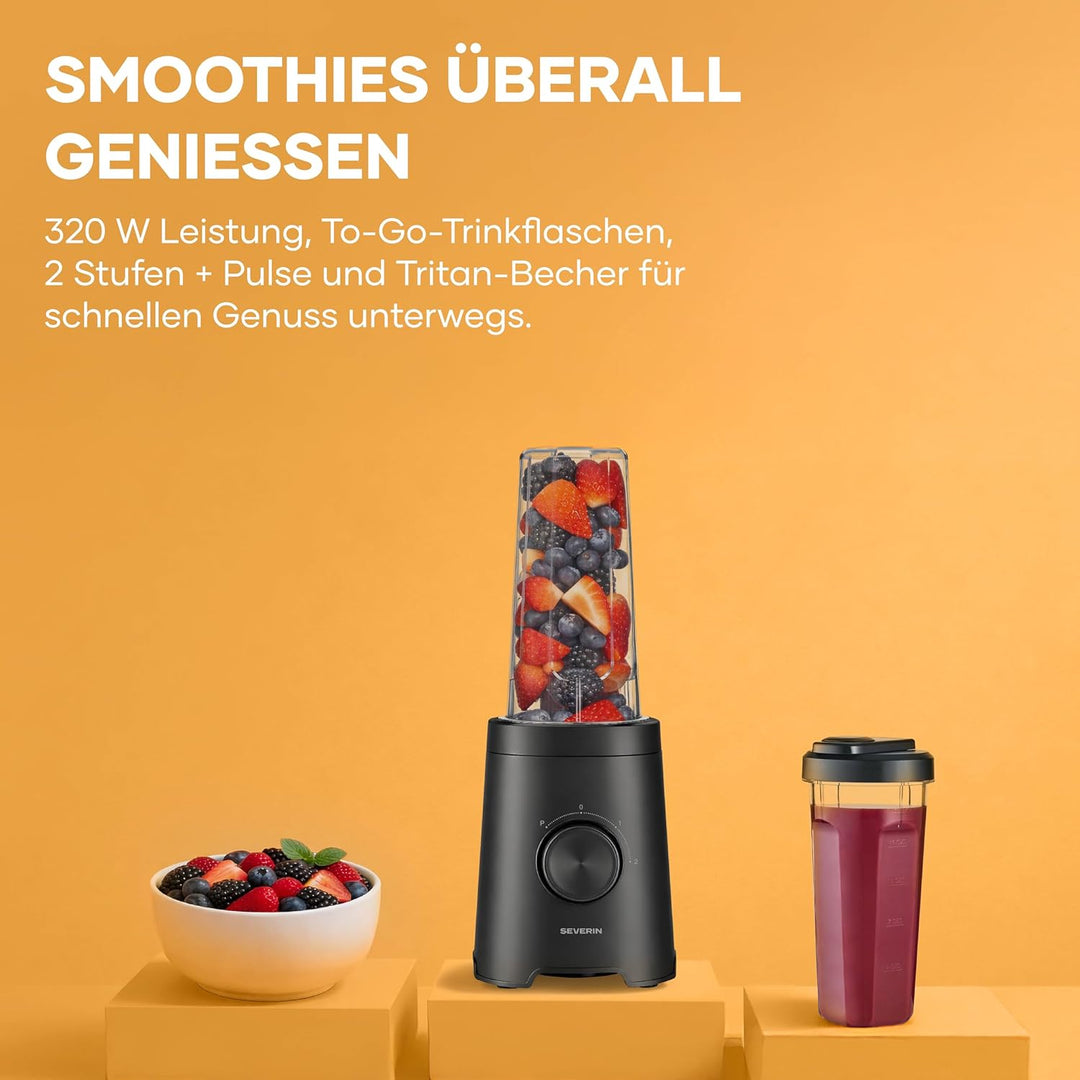 Severin Mixer & Smoothie Maker, Mix & Go, 2 Trinkbehälter á 600ml, spülmaschinengeeignet, Standmixer