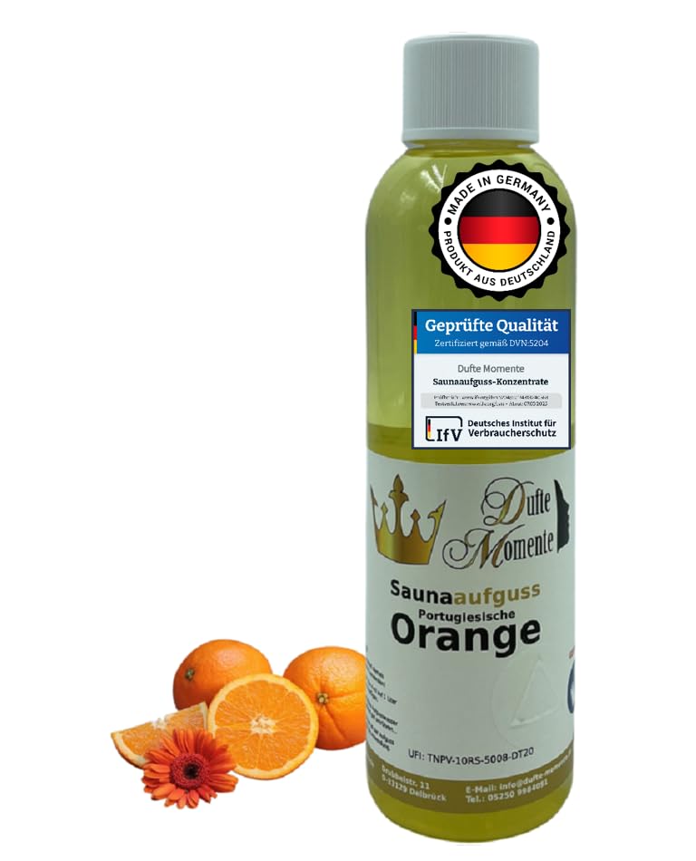 Dufte Momente Saunaaufguss-Konzentrat Orange – 250 ml – fruchtig & belebend – konzentriert & ergiebi