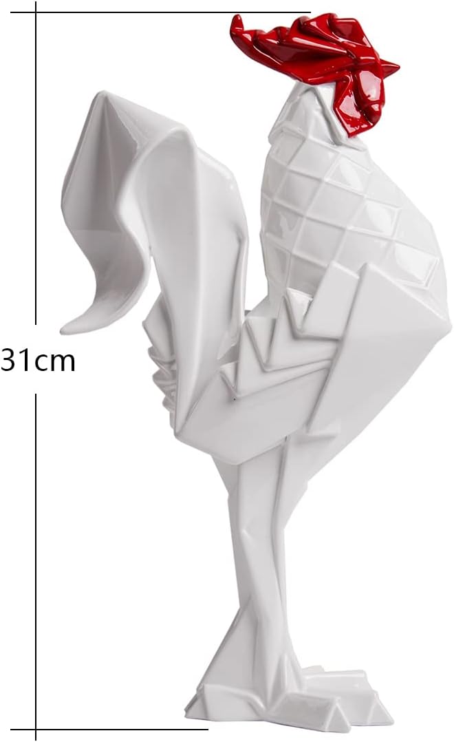 NENBOLEC Hahn Statue Skulpturen Modern Arts Dekor Tier Geschenk Figuren Polyresin Weiss 31cm