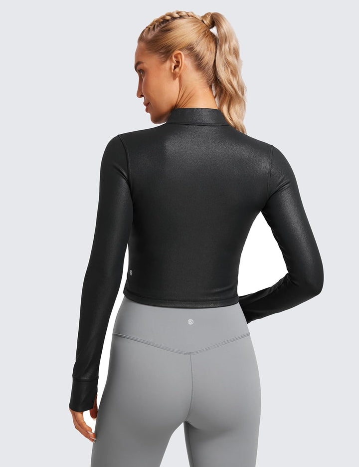 CRZ YOGA Damen Butterluxe Voller Reissverschluss Cropped Jacke Sport Pullover Slim Fit Gym Running J