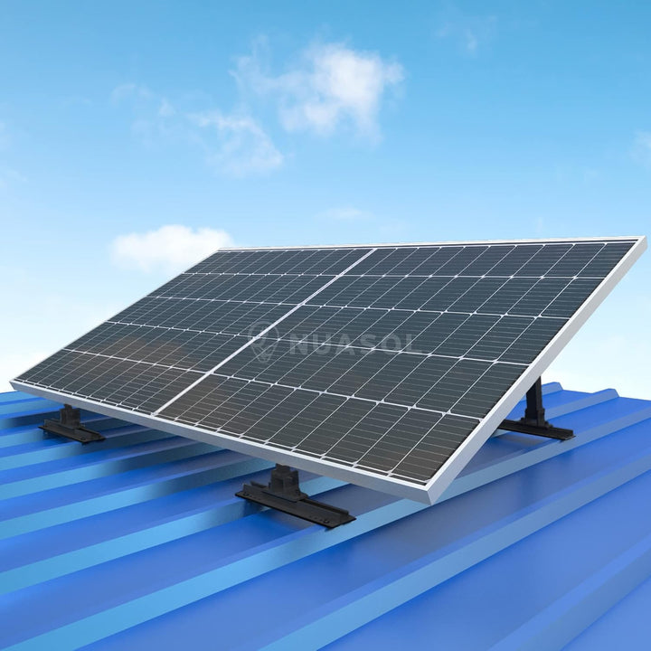 NuaSol Montageset für Balkonkraftwerk | 2 Stück Solarmodul Halterung | Aufständerung 30°-60° | indiv