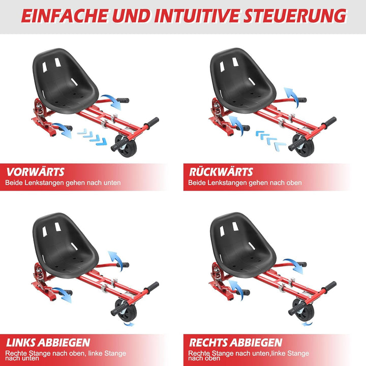 Hoverboard Sitz, Hoverkart Sitz für Universal 6,5"-10" Wheel Balancing Sitzscooter mit Innovativer F