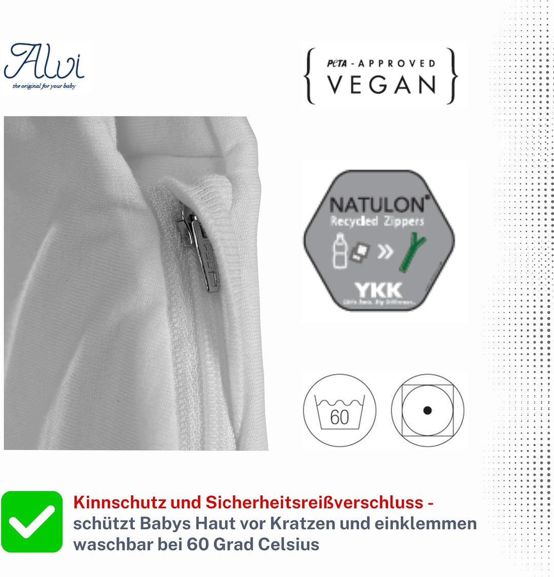 Alvi Kombi-Schlafsack | Ganzjahres Baby-Schlafsack 2-teilig | Innensack mit Ärmel & gefütterter Auss