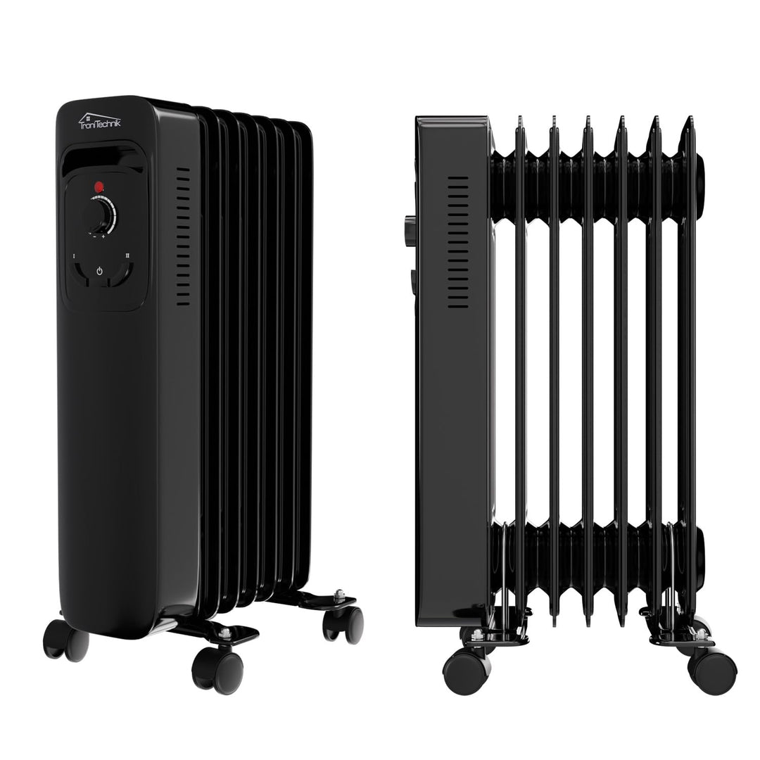 TroniTechnik® Ölradiator OR-207 7 Rippen 1500 W schwarz | 3 Heizstufen, Thermostat, Überhitzungsschu