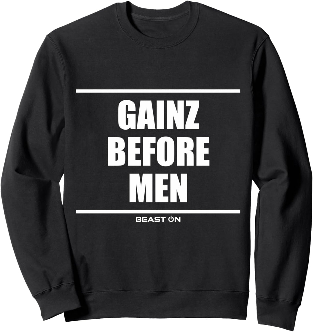 Gains Gainz before Men Bodybuilding Gym Fitness Training Sweatshirt