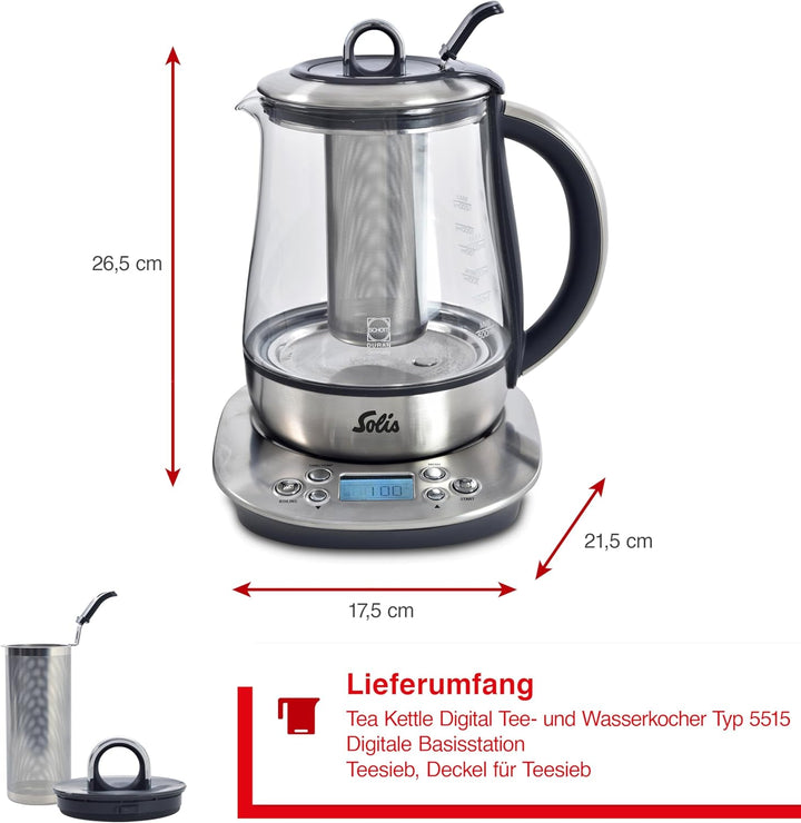 Solis Teekessel Digital 5515 Wasserkocher und Teekocher - Wasserkocher mit Temperatureinstellung und