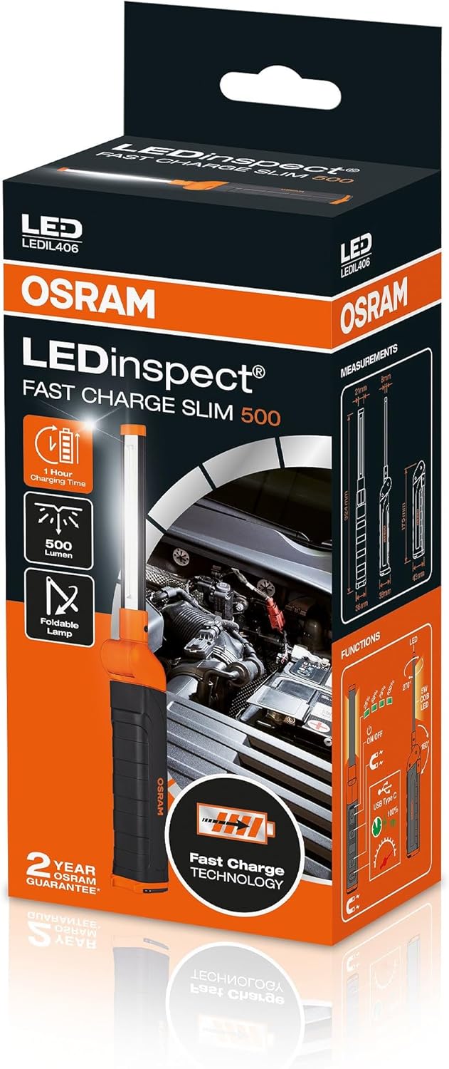 OSRAM LEDIL406 LEDinspect Fast Charge SLIM500, schlanke Inspektionsleuchte, 5700K, wiederaufladbare
