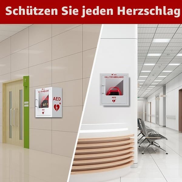 ISOP AED-Defibrillator-Aufbewahrungsschrank | Wandmontierte Erste-Hilfe-Box | AED-Alarmkasten aus St