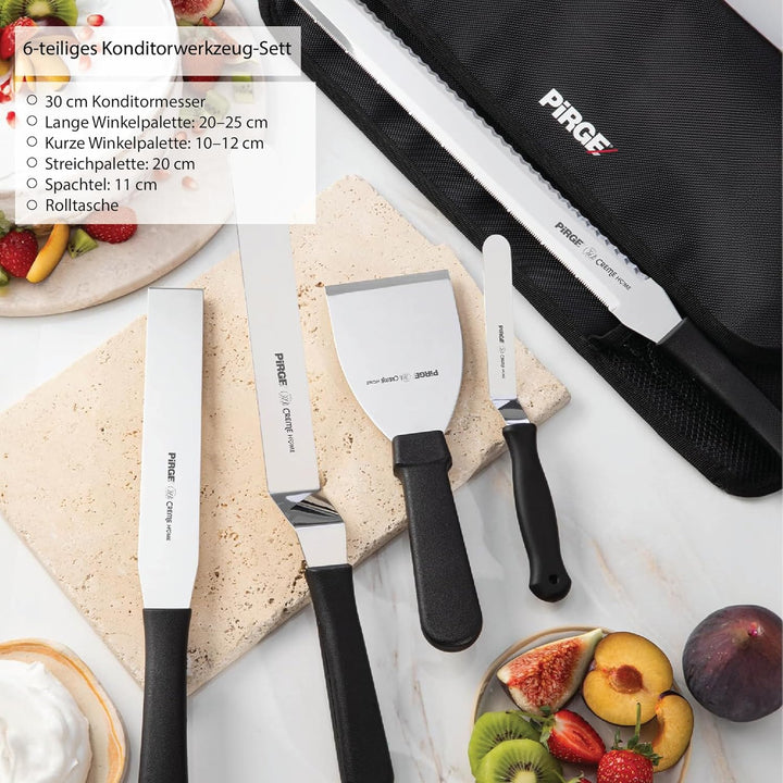 Pirge Creme Profi Gebäckwerkzeuge Set mit Tasche 6 Stück - Torten Winkelpalette Set - Konditormesser