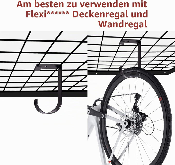 4 Stück Heavy Duty Add-On Flat Hook Zubehör für Garagendecken- und Wandaufbewahrung, legierter Stahl