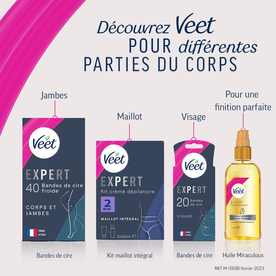 Veet Expert – 16 Kaltwachsstreifen für Achseln – empfindliche Haut – perfekte Verarbeitung – langanh