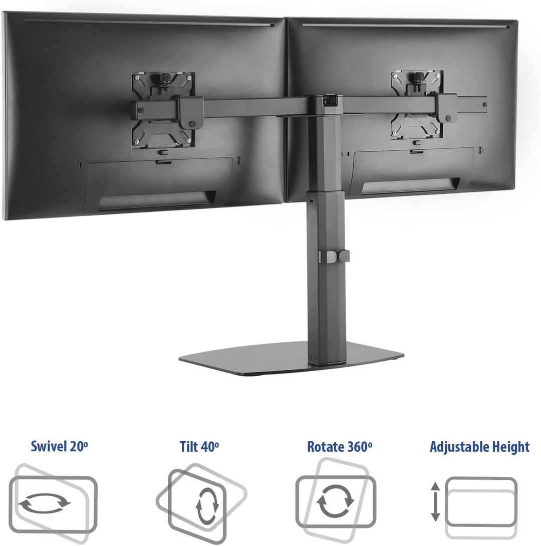 ACT Monitor Halterung 2 Monitore Gasfeder bis 27", VESA 75/100mm Monitor Arm, neigbar 40°, schwenkba