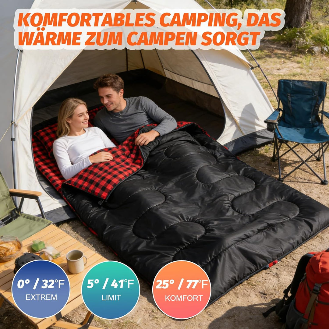 SWTMERRY Camping Doppelschlafsack für Erwachsene - Schlafsack 2 Personen, 230x160cm Deckenschlafsäck