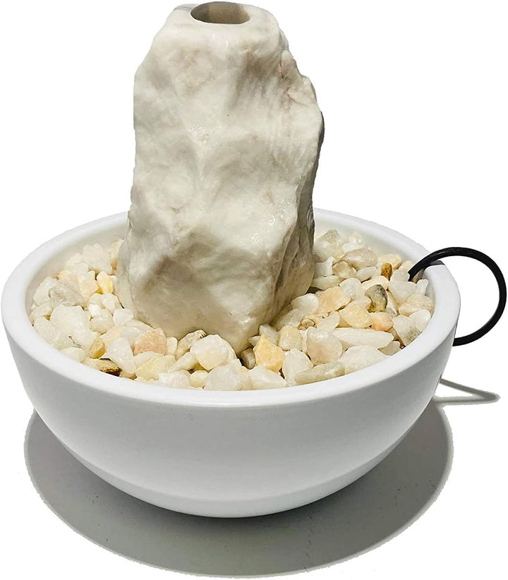 Troesters Brunnenwelt MS-02 Zimmerbrunnen, edler Marmor Quellstein, Kleiner Tischbrunnen für zu Haus