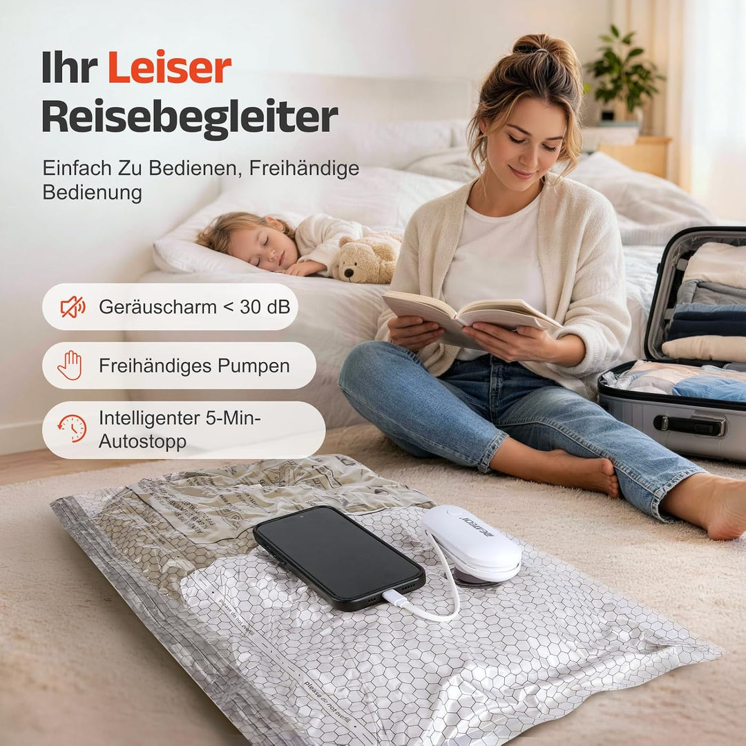 IDEATECH Reise Vakuumbeutel für Kleidung mit USB Pumpe, Kompressionsbeutel 9 Stück mit Pumpe, 9 Stüc
