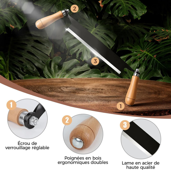 250 mm Zugmesser für Holz, Baumschäler mit komfortabler Holzgriff, Wolframstahl, Schindelmesser, Zus