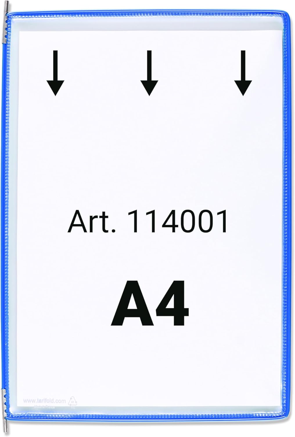 Tarifold 114001 - A4 PVC-Taschen mit Zapfen für Wanddisplayset und Dokumentenablage aus Metall, blau