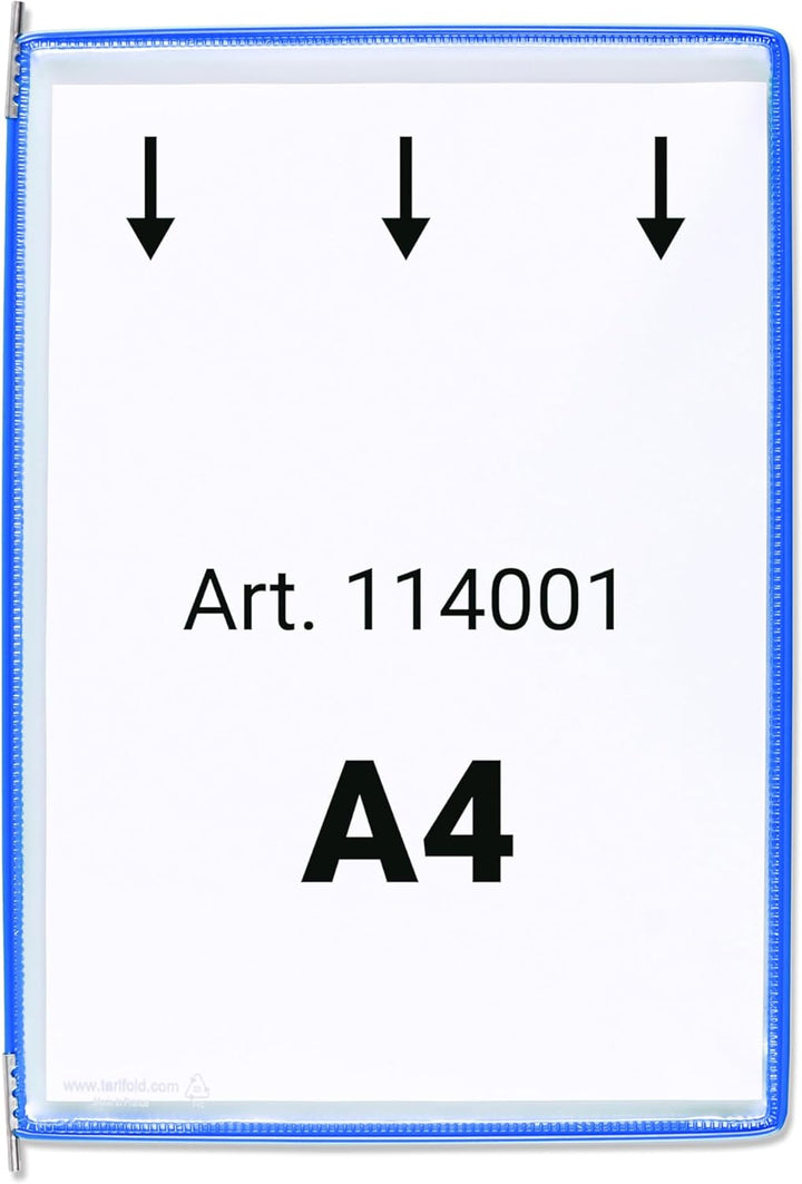 Tarifold 114001 - A4 PVC-Taschen mit Zapfen für Wanddisplayset und Dokumentenablage aus Metall, blau