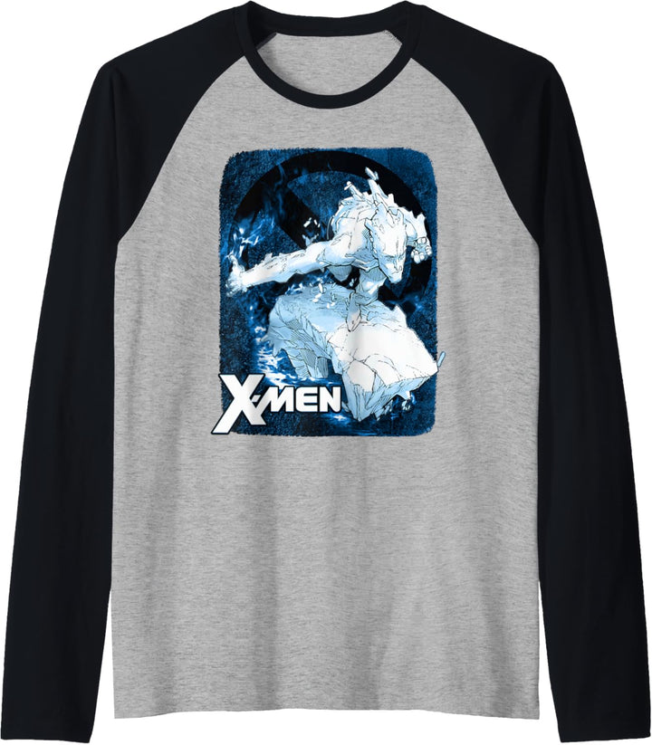 Marvel X-Men Iceman Flames Cold As Ice Raglan