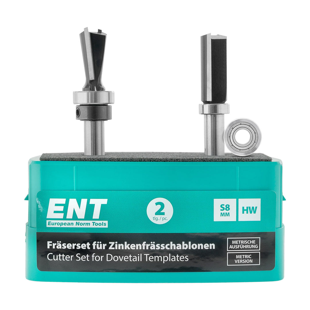 ENT 09043 2-tlg. Fräser-Set für metrische ENT-Frässchablone, für hochwertige Zinkenverbindungen Hart