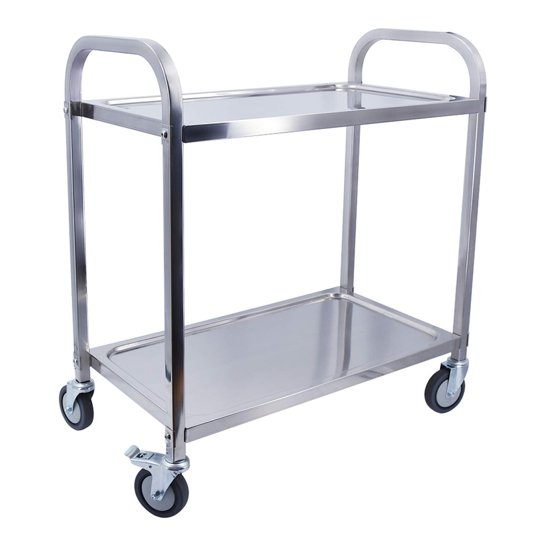 TAIMIKO Küchenwagen mit Rollen, 2 Tabletts, Servierwagen, Edelstahl, Restaurantwagen mit Rollen, Mob