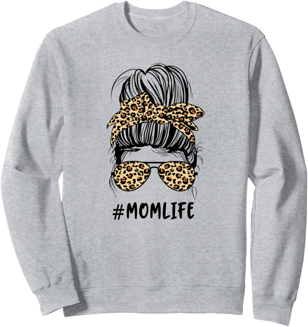 Momlife coole Mutter #Momlife im Leopard Style Sweatshirt
