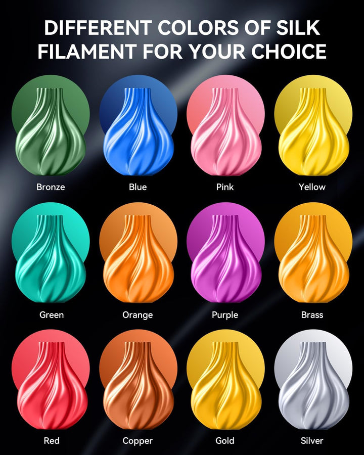 SUNLU 12KG PLA+ Silk Filament, Glänzendes SILK PLA PLUS Filament, Glatte Seidige Oberfläche, 1KG pro