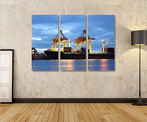 islandburner Bild Bilder auf Leinwand Hafen Hamburg V3 Kräne Container 3p XXL Poster Leinwandbild Wa