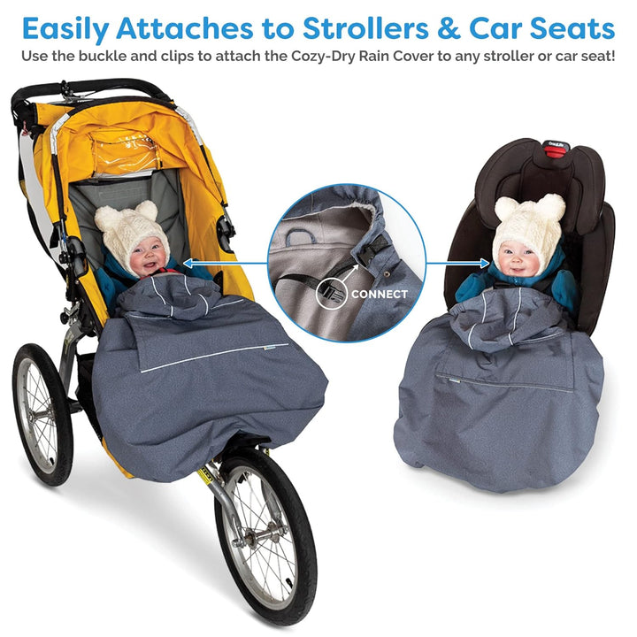 JAN & JUL Waterproof Baby Rain Cover with Hood and Pockets, Universal for Baby Carriers and Stroller