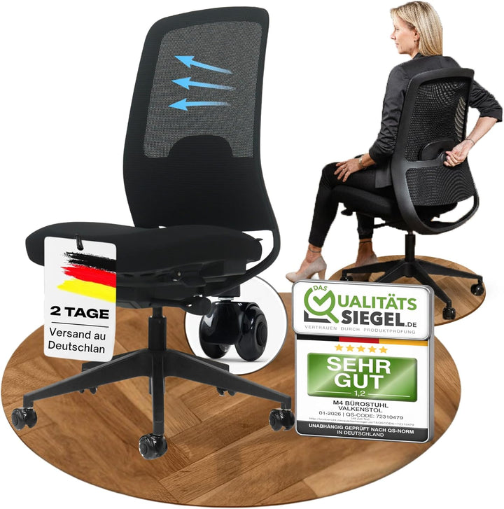 VALKENSTOL M4 Bürostuhl Ergonomisch Testsieger, Einstellbarer für maximale Bewegungsfreiheit, Rücken