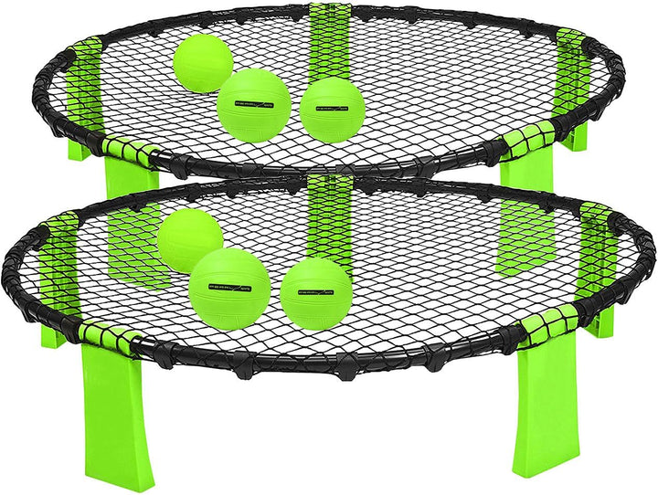PEARL Sports Ballspiele: 2 Outdoor-Roundnet-Spielsets mit 2 Spielnetzen und 6 Bällen, Ø 92 cm (Round