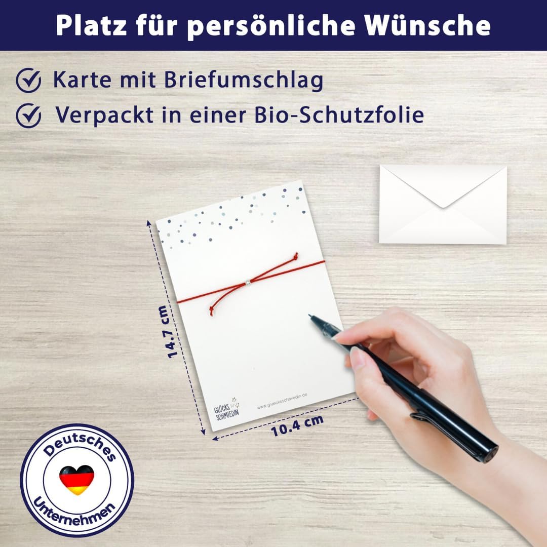 Glücksschmiedin – Grusskarte „Kraft“ mit Wunscharmband & Ginkgo-Anhänger – Mutmacher Geschenk mit Be