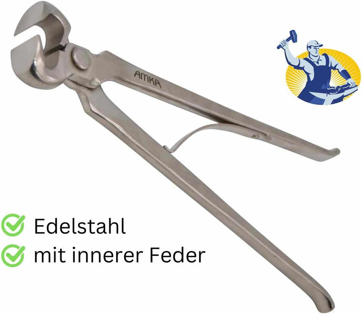 AMKA Hufzange mit Feder Hufschneidezange Edelstahl 3 Längen 14, 14