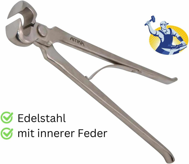 AMKA Hufzange mit Feder Hufschneidezange Edelstahl 3 Längen 14, 14