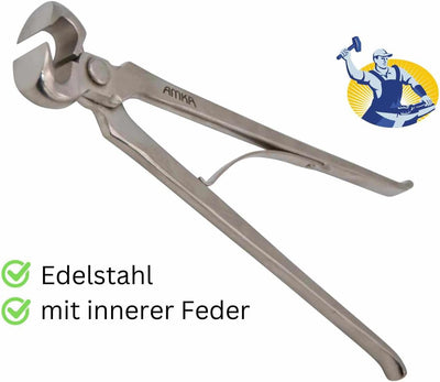 AMKA Hufzange mit Feder Hufschneidezange Edelstahl 3 Längen 12, 12