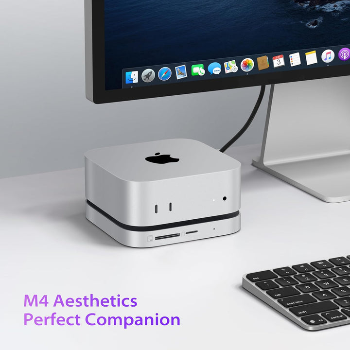 Stouchi Mac mini M4 Dock für Mac mini M 4/M 4 Pro (2024), M4 Hub mit Aluminium 3× USB 3.0 (5 Gbit/s)