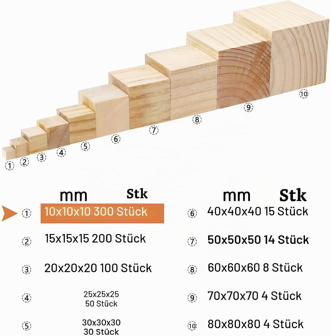 4 Stück Holzwürfel 80x80x80mm Klein Holzklotz Holzblock Kantholz Holzwürfel Blanko zum Basteln Wood