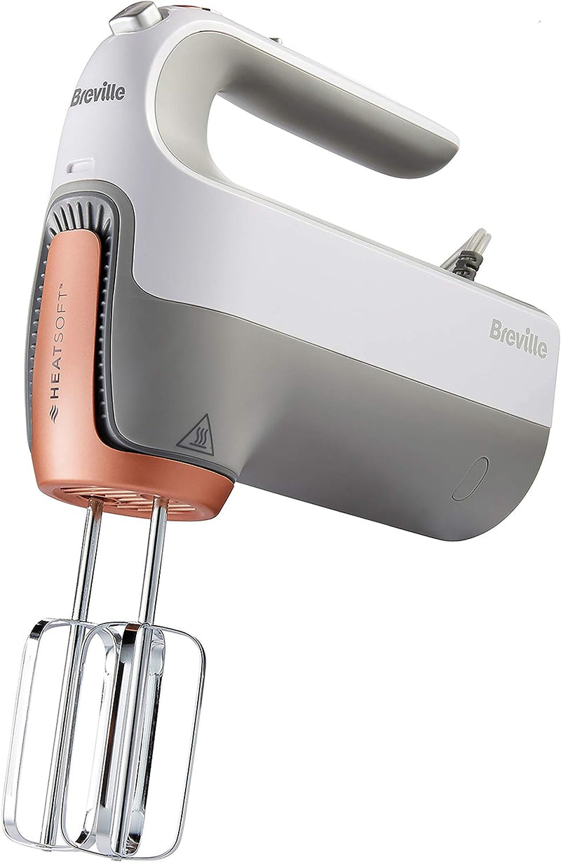 Breville HeatSoft Elektrischer Handmixer mit Rührbesen | Quirle | Knethaken und Aufbewahrungskoffer