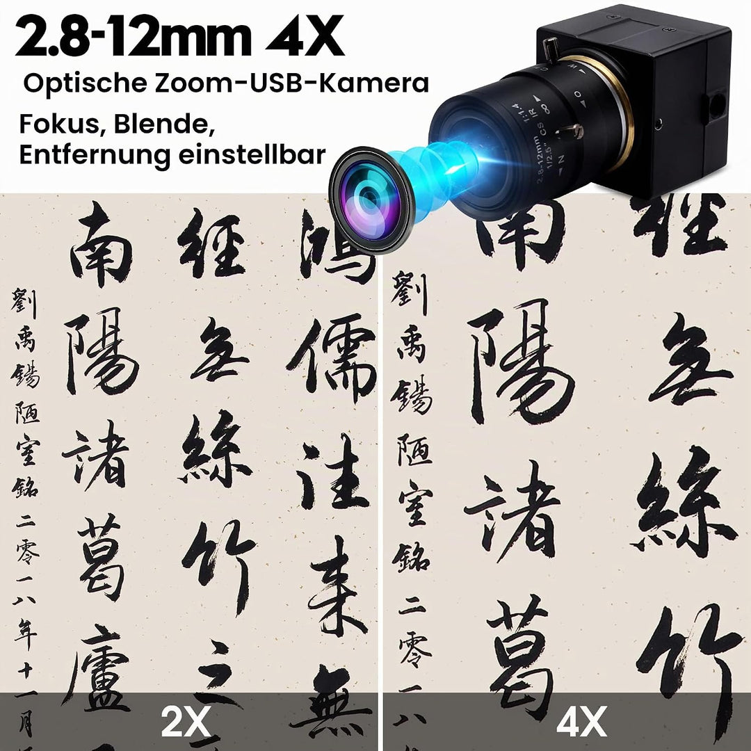 ELP USB-Kamera 1080P 2,8–12 mm 4-Fach optisches manuelles Zoomobjektiv, 2 MP USB-Kamera mit CMOS OV2