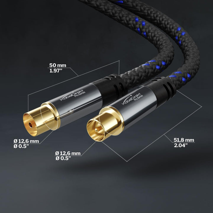 KabelDirekt – 4K Antennenkabel, Koaxialkabel, TV Kabel Nylon – 7,5 m – Fernsehkabel mit bruchfestem