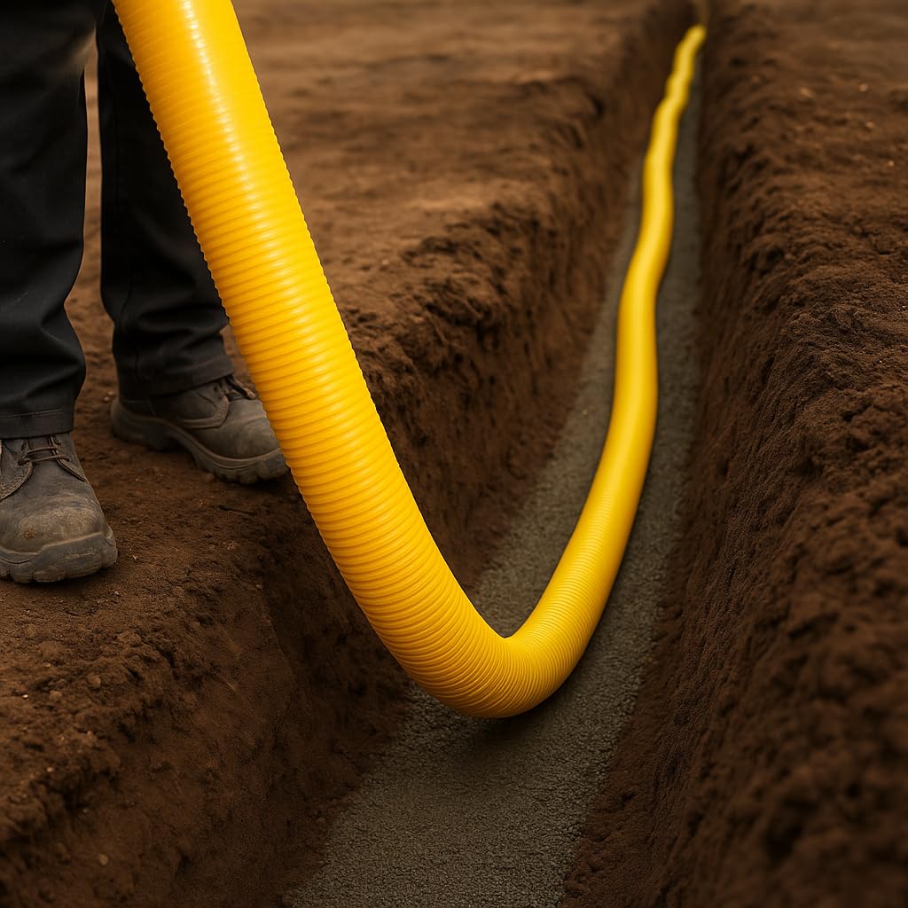 Drainagerohr DN50 10m gelb PP ungelocht | Entwässerungssystem Abflussrohr Drainageschlauch Entwässer